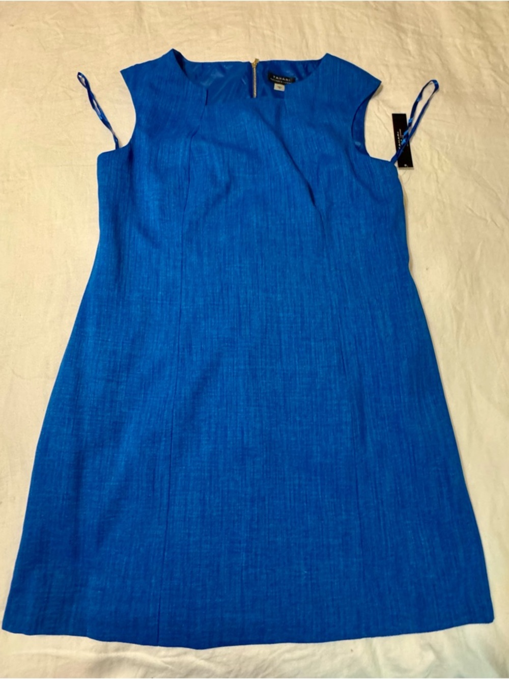 Tahari Arthur S. Levine Blue Sheath Dress Women’s 14 Cap Sleeve Career Cocktail